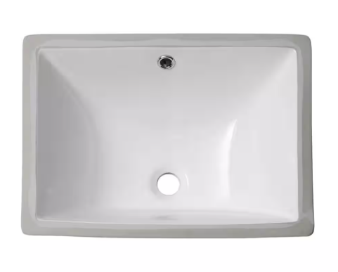 20 in. Rectangular Undermount Porcelain Ceramic Vanity Vessel Sink in White