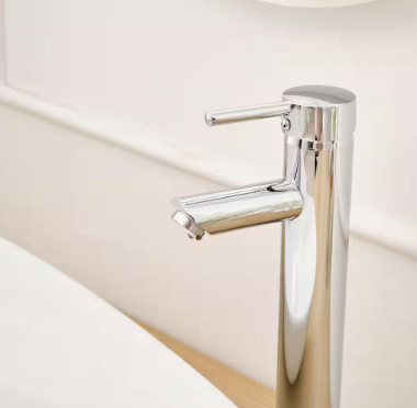 Single Hole Single Handle Vessel Sink Faucet w/ Supply Hose, Polished Chrome