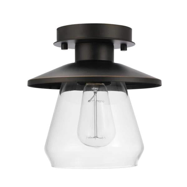 Northmoore 1-Light Oil Rubbed Bronze and Glass Semi-Flush Mount