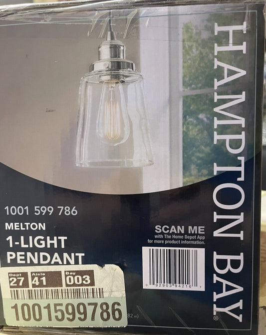 Melton 1-Light Polished Nickel Pendant with Clear Glass Shade Polished Nickel