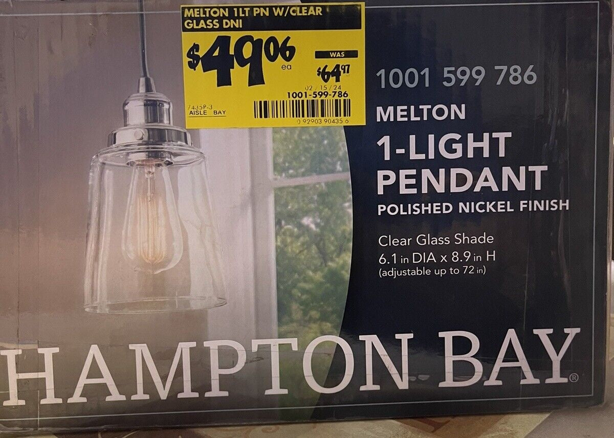 Melton 1-Light Polished Nickel Pendant with Clear Glass Shade Polished Nickel