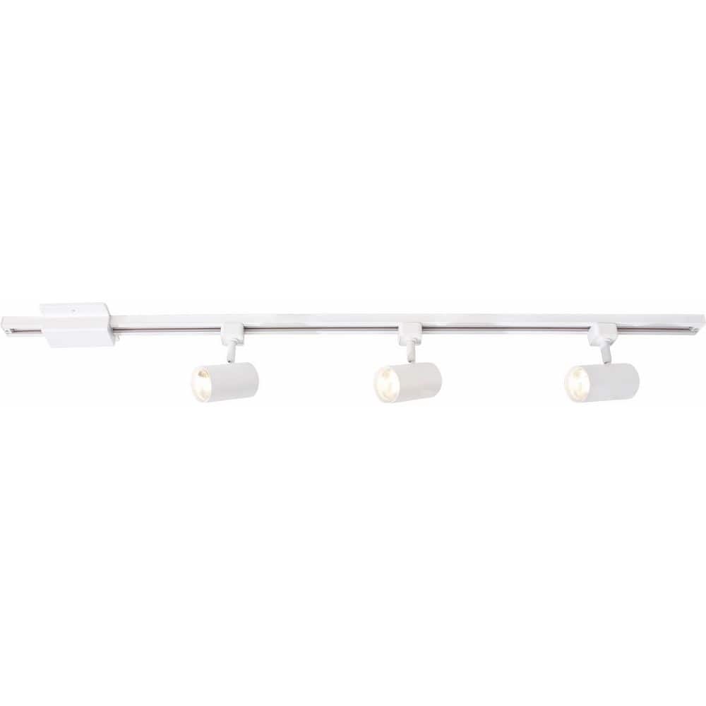 4 Ft. White Integrated LED Linear Track Lighting Kit with Mini-Cylinder Step Heads 3-Light