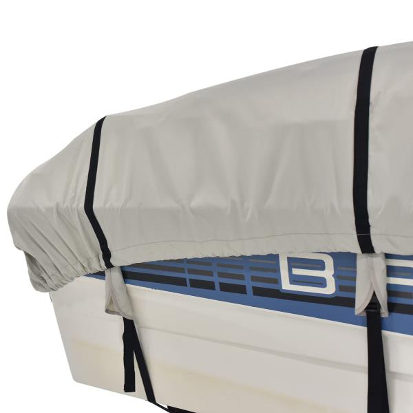 Budge B-611-X1 600 Denier Low Profile Flat Front Boat Cover Gray 12'-14' Long (Beam Width Up to 68") Waterproof, UV Resistant