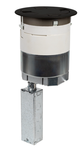 LEGRAND 6AT Prewired Evolution™ Poke Thru Device, Flush Style Cover, Black