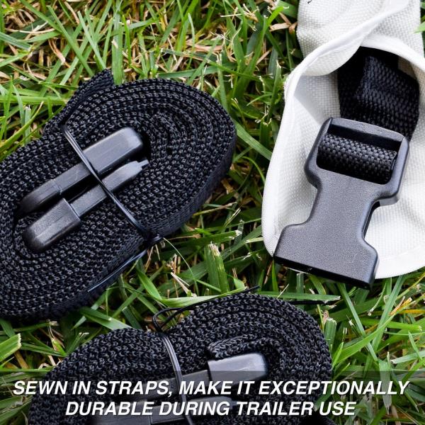 Budge 1200 Denier Boat Cover fits Center Console Flat Front/Skiff/Deck Boats B-1241-X8 (24' to 26' Long, Gray)