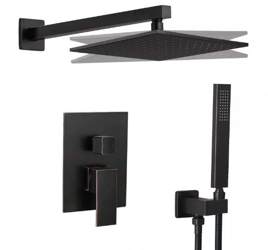 Brass Single Handle 3-Spray 10" Rain Shower Faucet 2.5 GPM Shower System