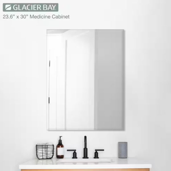 23-5/8 in. X 30 in. Recessed or Surface Mount Beveled Frameless Medicine Cabinet