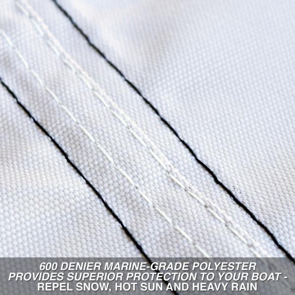 Budge B-601-X3 600 Denier V-Hull Runabout/Bass Boat Cover Gray 16' - 18' Long, 90" Beam Width Waterproof, UV Resistant