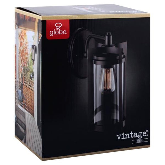 Theo Bronze Farmhouse Outdoor 1-Light Wall Sconce, Clear Glass Shade