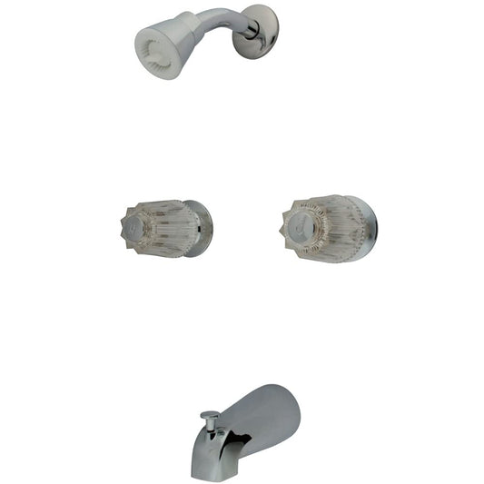 Kingston Brass KF112C Americana 8-Inch Two Acrylic Handle Center Tub and Shower Valve, Polished Chrome
