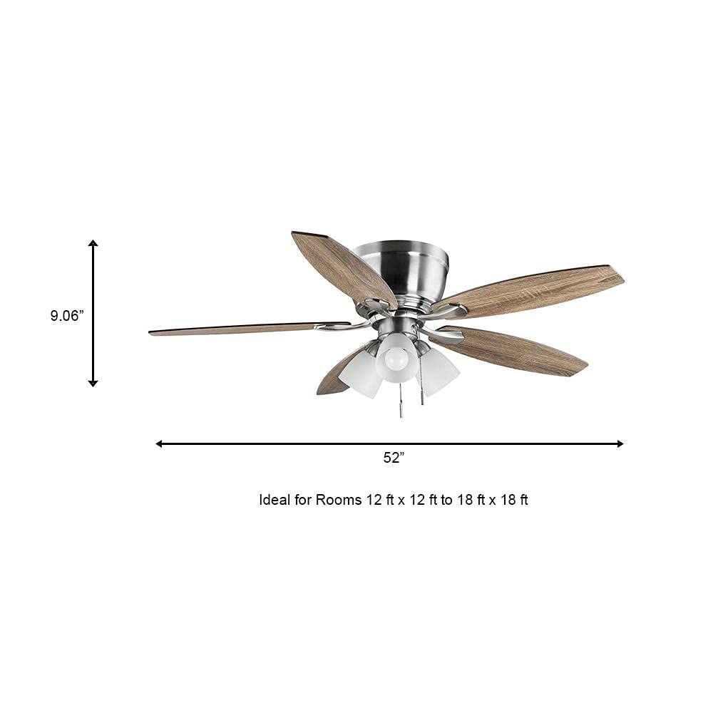 NO SHADES OR BLADES Hampton Bay Sidlow 52" LED Brushed Nickel Hugger Ceiling Fan