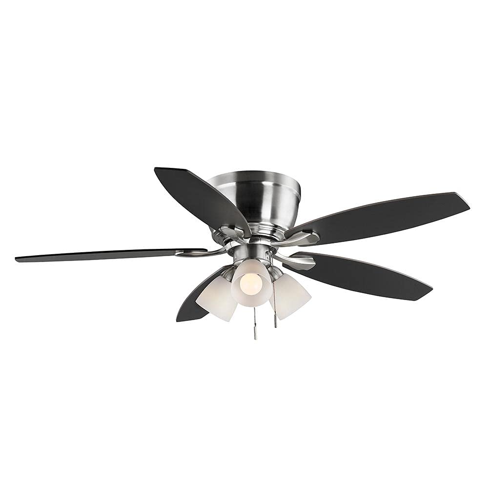 NO SHADES OR BLADES Hampton Bay Sidlow 52" LED Brushed Nickel Hugger Ceiling Fan