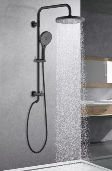 2-Handle 8" Rainfall Shower Head Shower System, Handheld Sprayer, in Matte Black