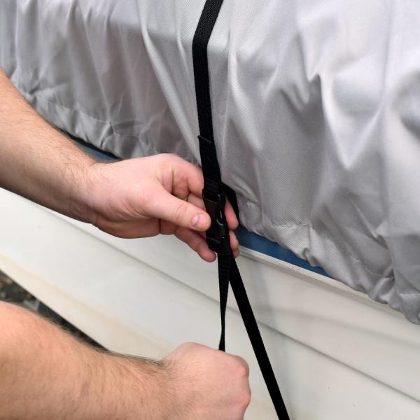 Budge BM-631-X6 600 Denier Center Console V-Hull Mooring Boat Cover Gray 20'-22' Long (Beam Width Up to 106") Waterproof, UV Resistant