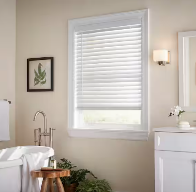 40"W X 48"L 2" White Cordless Faux Wood Blinds