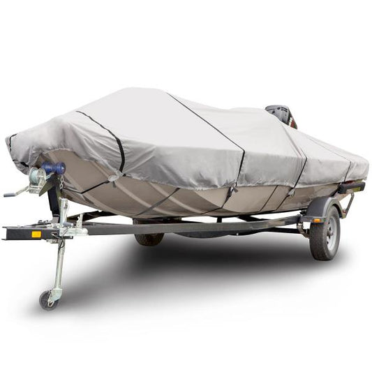 Budge B-611-X1 600 Denier Low Profile Flat Front Boat Cover Gray 12'-14' Long (Beam Width Up to 68") Waterproof, UV Resistant