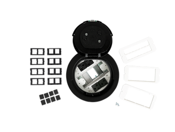 LEGRAND 6AT Prewired Evolution™ Poke Thru Device, Flush Style Cover, Black