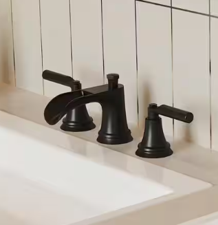 8 in. Widespread Double-Handle 3-Hole Waterfall Bathroom Faucet in Matte Black