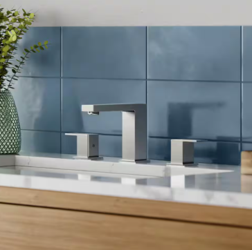 8 in. Widespread Double-Handle Low-Arc Bathroom Faucet in Brushed Nickel