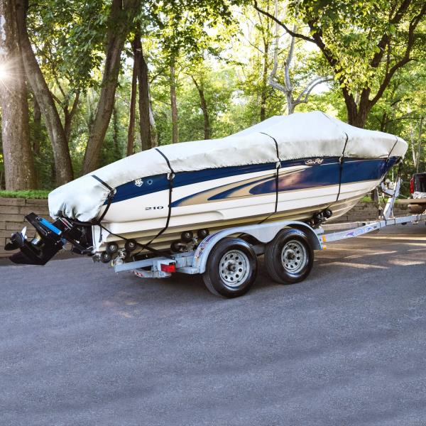 Budge B-601-X3 600 Denier V-Hull Runabout/Bass Boat Cover Gray 16' - 18' Long, 90" Beam Width Waterproof, UV Resistant