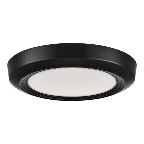 7.5 in. Disk Light LED Flush Mount with Night Light Feature and Extra Black Trim 1000 Lumens Adjustable CCT