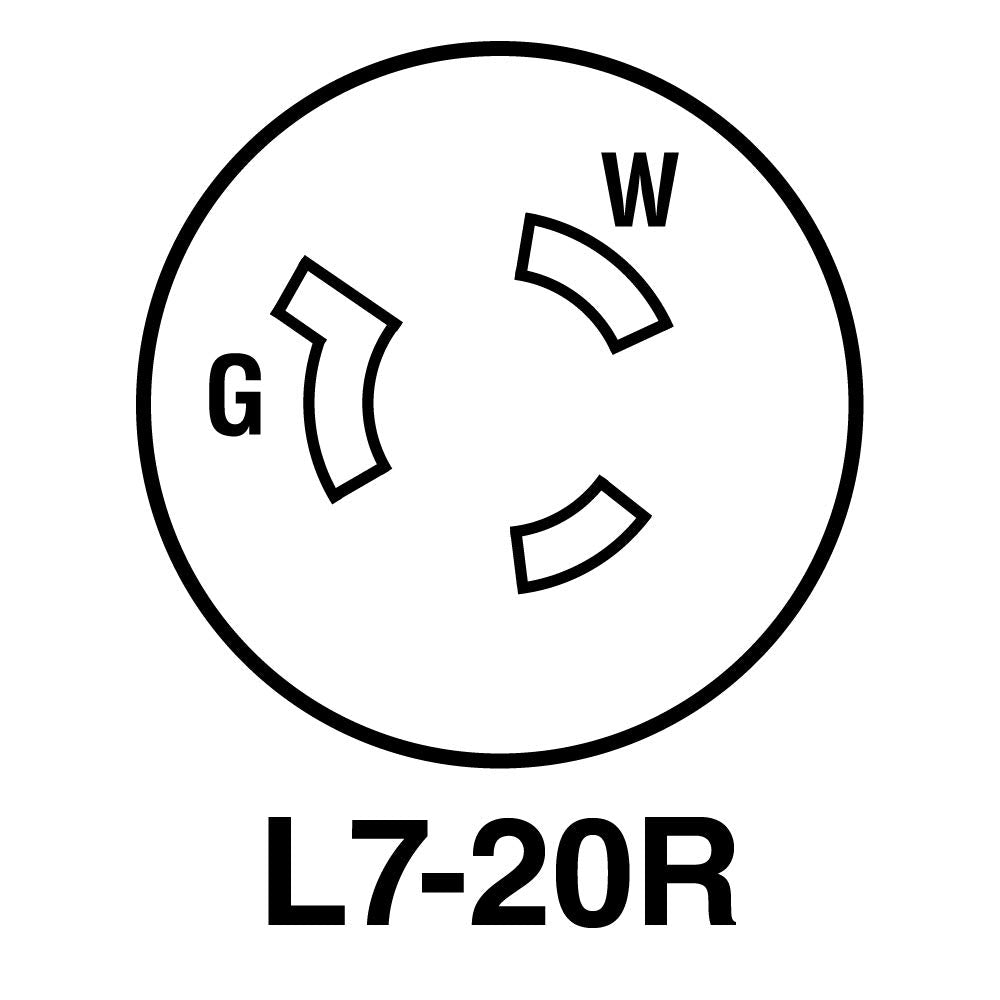Legrand Pass & Seymour L720R Turnlok Industrial Spec Grade Locking Receptacle, 20 Amp 277V, NEMA L7-20R, Black (1 Count)
