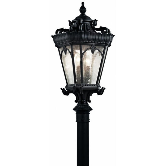 Kichler Tournai 30" 4 Light Outdoor Post Light with Clear Seeded Glass in Textured Black