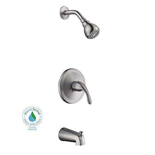 Builders Single Handle 1-Spray Tub and Shower Faucet 1.8 GPM in Brushed Nickel (Valve Included)