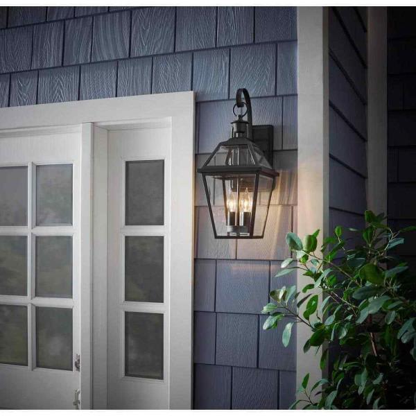 20.25 in. 2-Light Espresso Bronze Hardwired Outdoor Wall Light Lantern Sconce