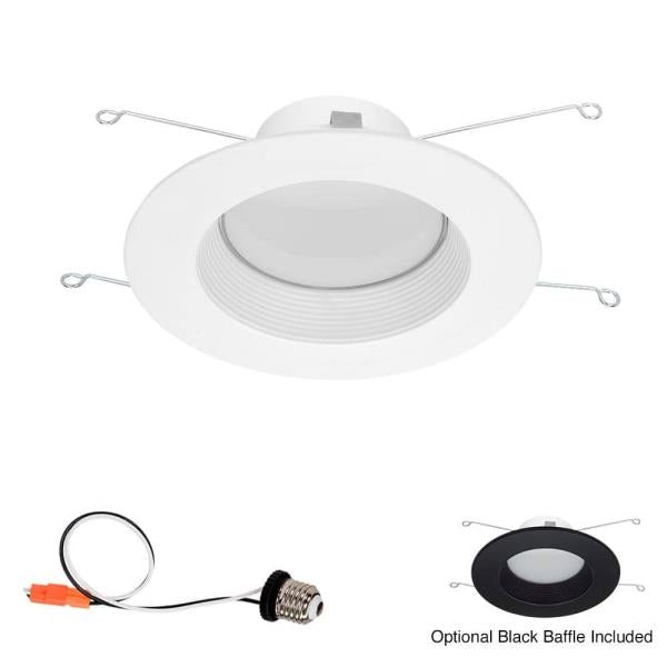 5 in/6 in. Deep Baffle Retrofit with Extra Black Baffle, Lumen Select Adjustable CCT Integrated LED Recessed Light Trim