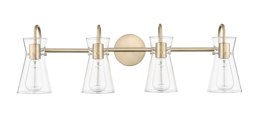 ML Lighting | Camellia Collection | 21004-MG | 4 Light Vanity in Modern Gold Finish with Clear Glass Shade | Versatile Design That adds High-End Texture and Elegance to Your Bathroom