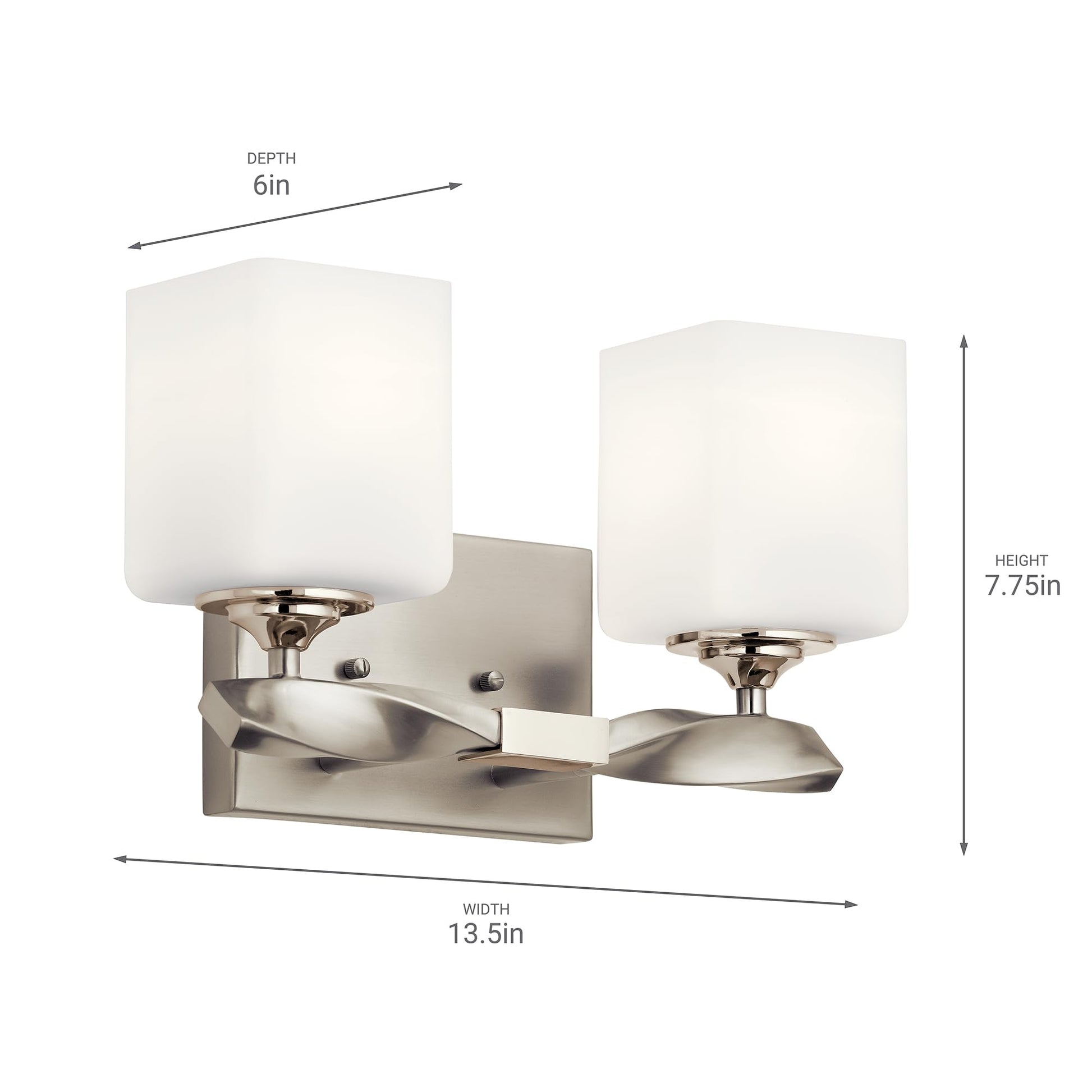 NO GLASS SHADES KICHLER Marette 13.5 " 2 Light Vanity Light in Brushed Nickel