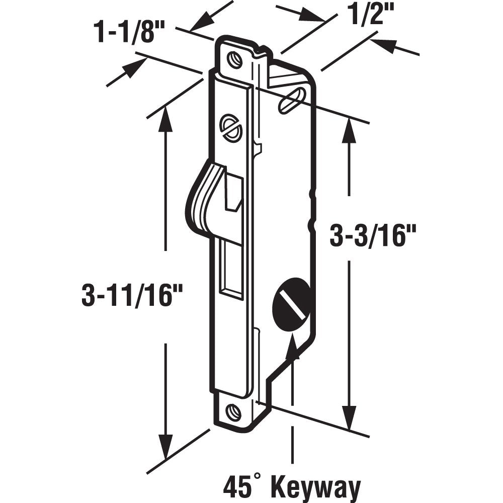 Prime-Line E 2111 Adams Right, Stainless Steel, Round Faceplate, Patio Door, Mortise Lock (Single Pack)
