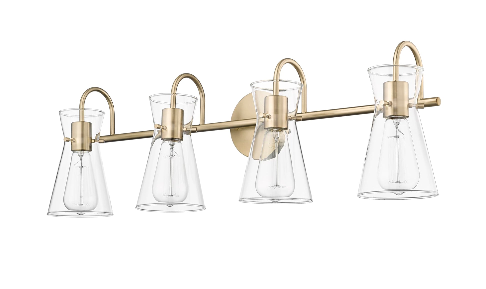 ML Lighting | Camellia Collection | 21004-MG | 4 Light Vanity in Modern Gold Finish with Clear Glass Shade | Versatile Design That adds High-End Texture and Elegance to Your Bathroom