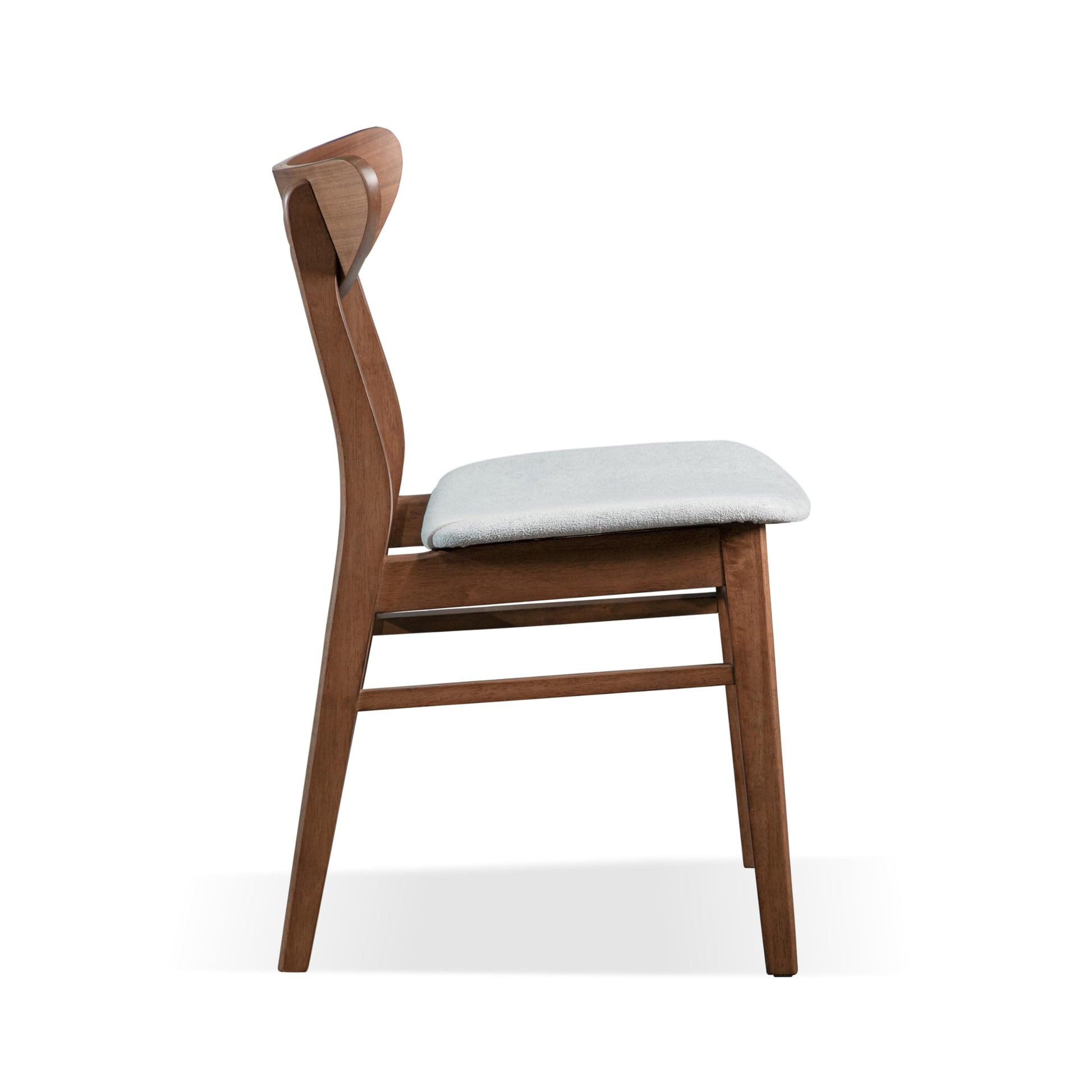 Palm Shade Mid Century Walnut Padded Dining Chair w/ Curved Back, Set of 2