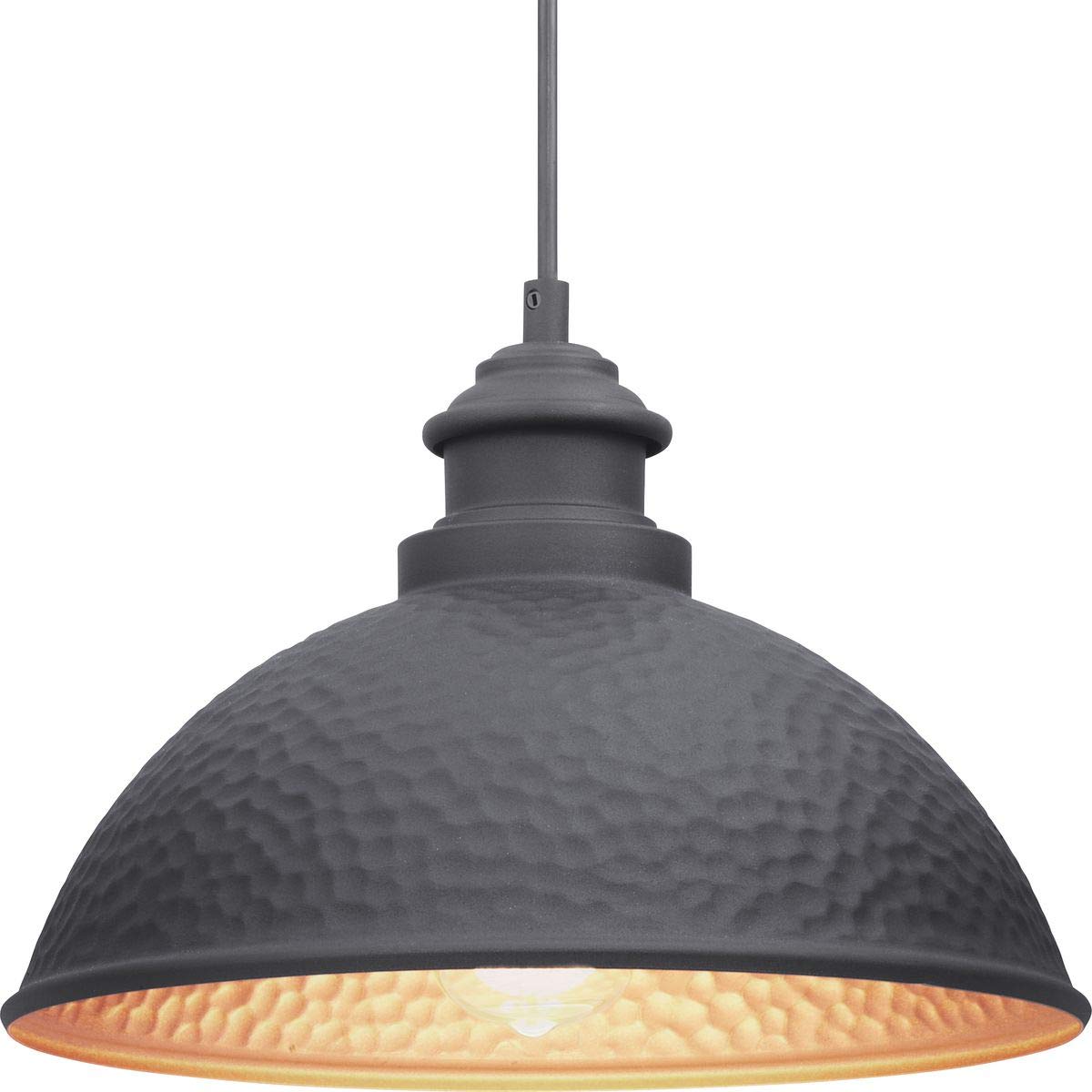 Progress Lighting 1-Light Farmhouse Outdoor Hanging Lantern Light Textured Black