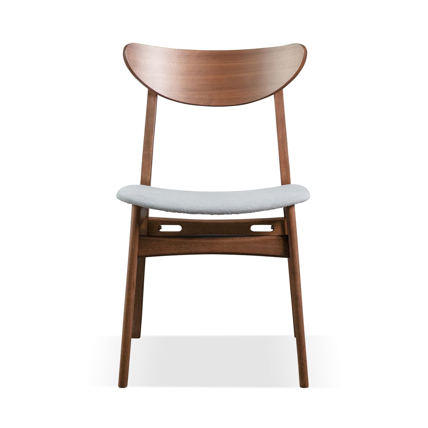 Palm Shade Mid Century Walnut Padded Dining Chair w/ Curved Back, Set of 2