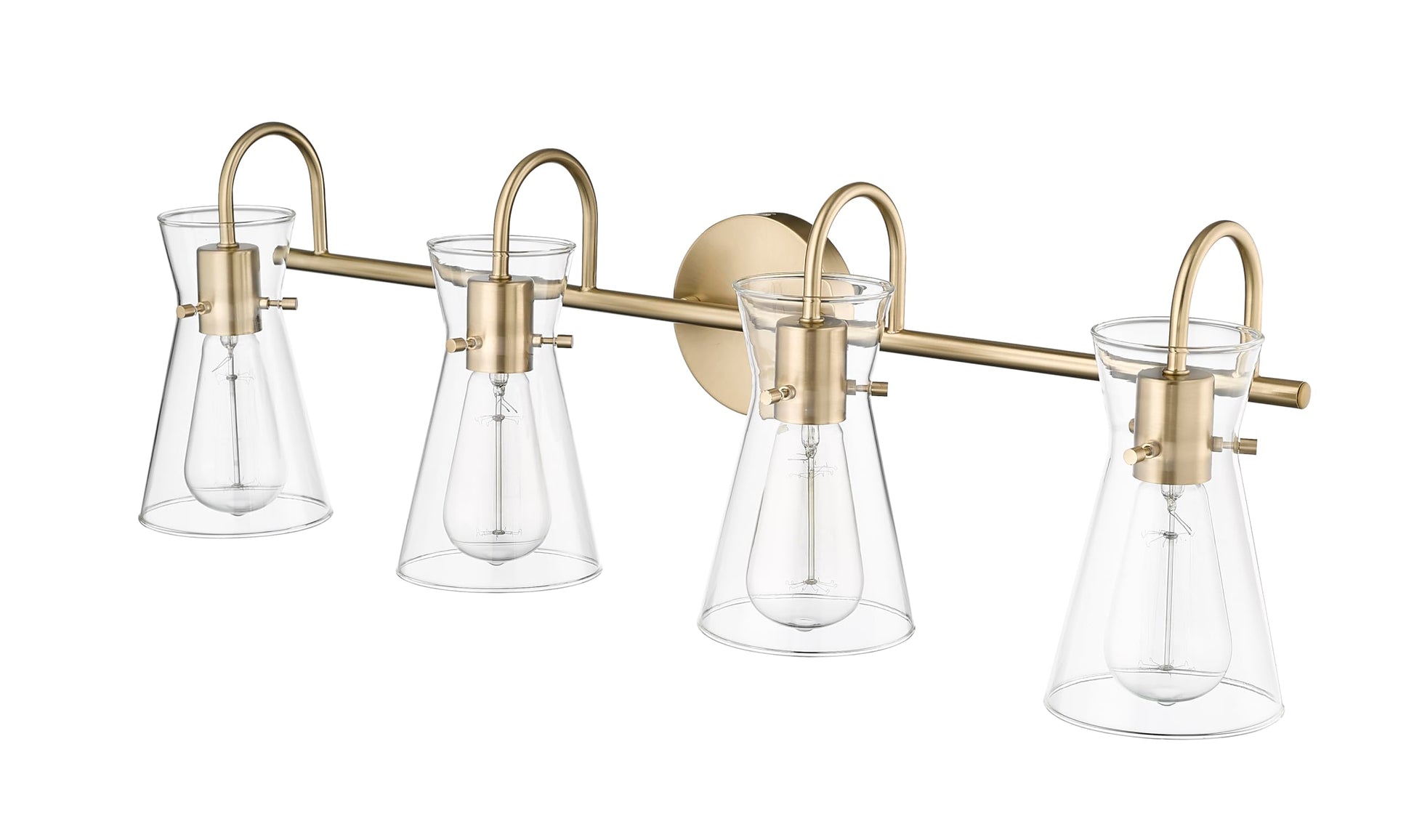 ML Lighting | Camellia Collection | 21004-MG | 4 Light Vanity in Modern Gold Finish with Clear Glass Shade | Versatile Design That adds High-End Texture and Elegance to Your Bathroom