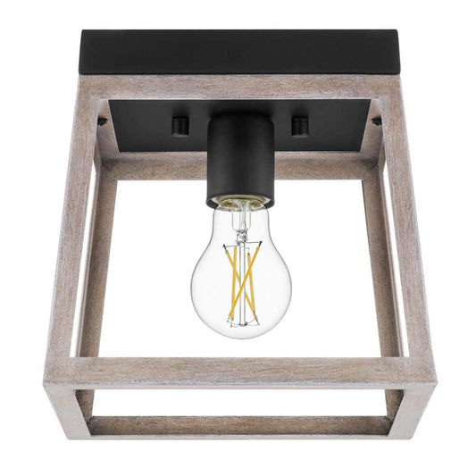 Burkepoint 8.25 in. 1-Light Woodgrain Flush Mount