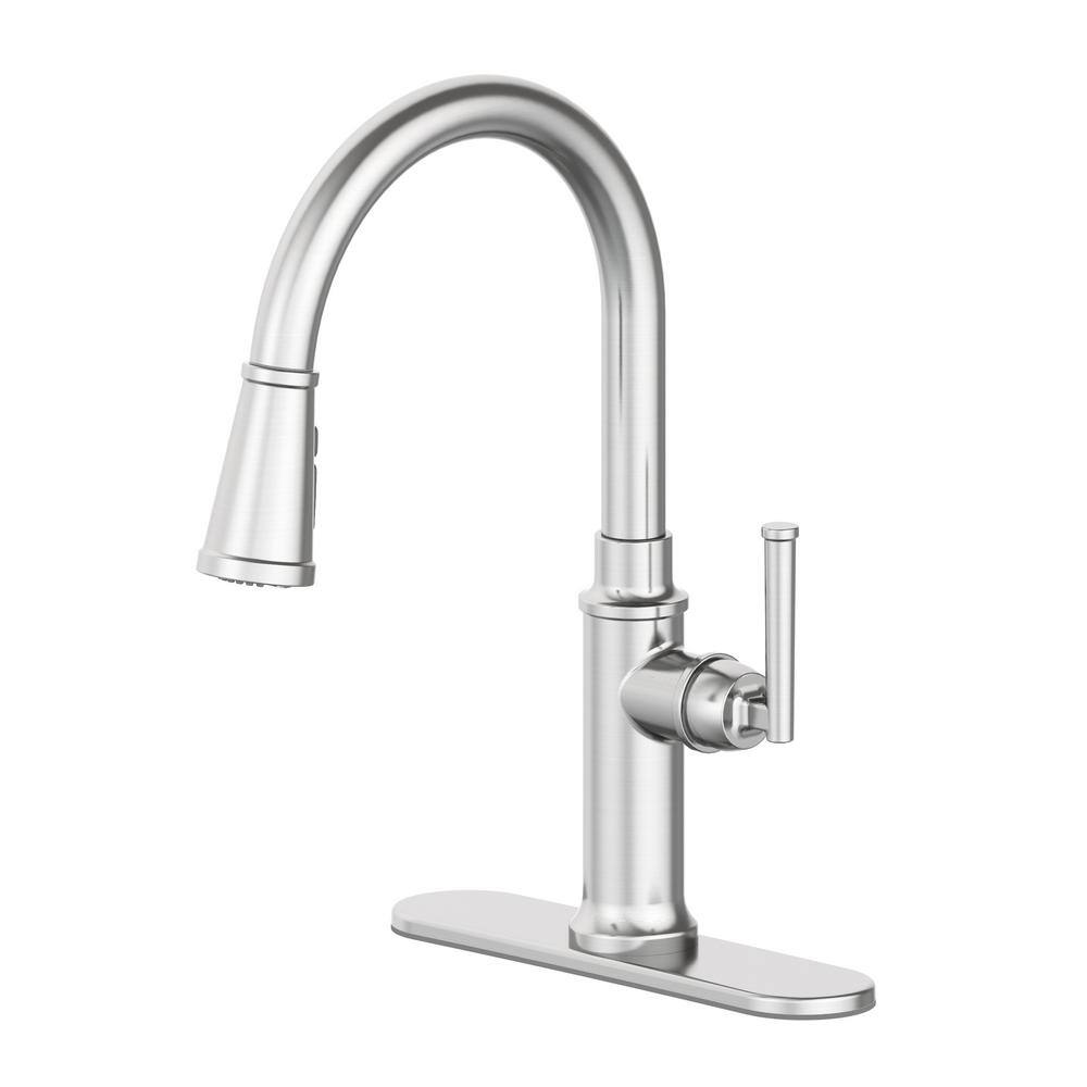 Oswell Single-Handle Pull-Down Sprayer Kitchen Faucet in Stainless Steel