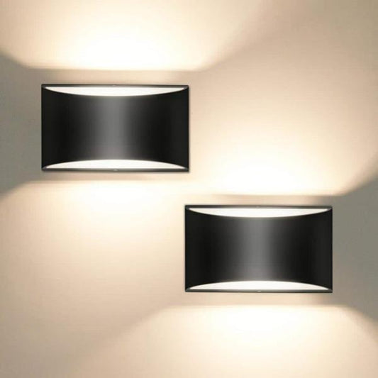 (Set of 2) 8.03 in. 1-Light Black Modern Lantern Wall Sconce