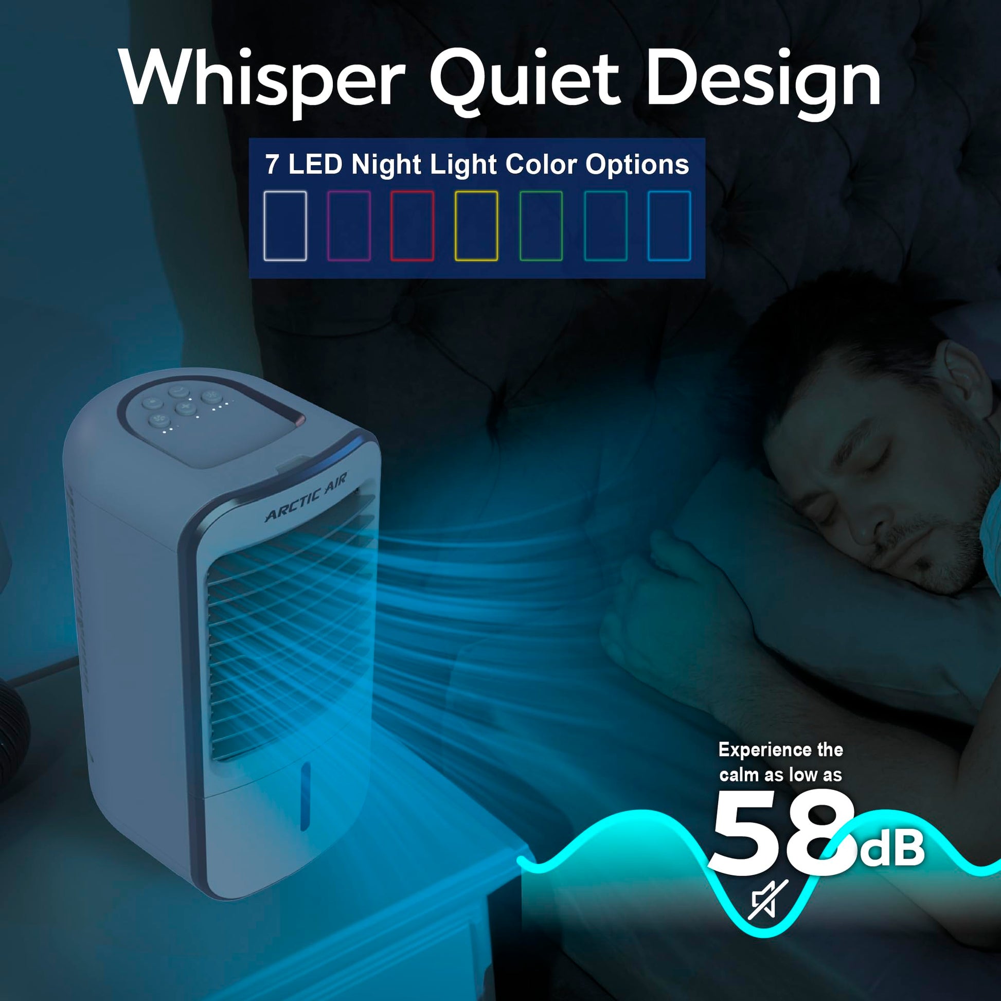 Arctic Air Turbo Chill XL Evaporative Air Cooler, Lightweight & Whisper Quiet, 3-Speed Cooling Fan with Mist Control, Oscillating & Adjustable Grill, Quick View Water Level