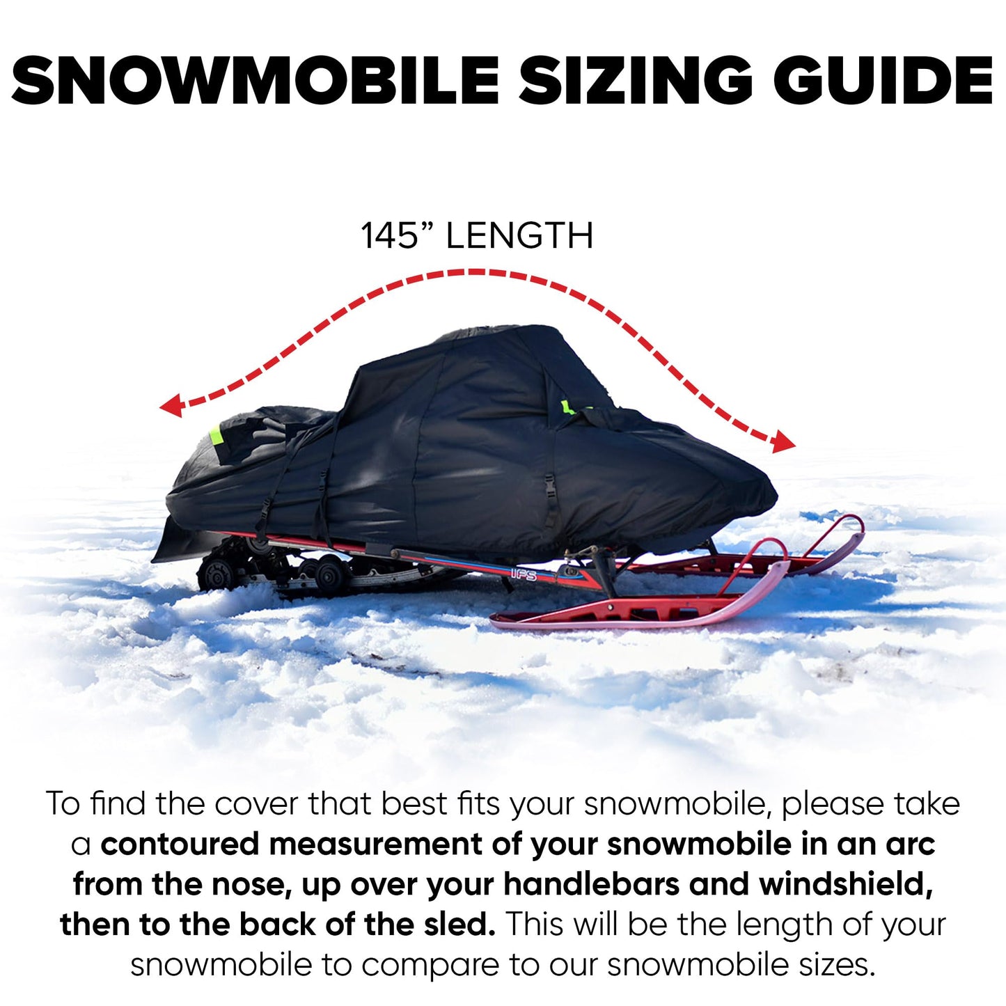 Budge SM-4 Sportsman Snowmobile Cover, Waterproof, Black, XLarge: Fits snowmobiles 145" L x 51" W x 48" H
