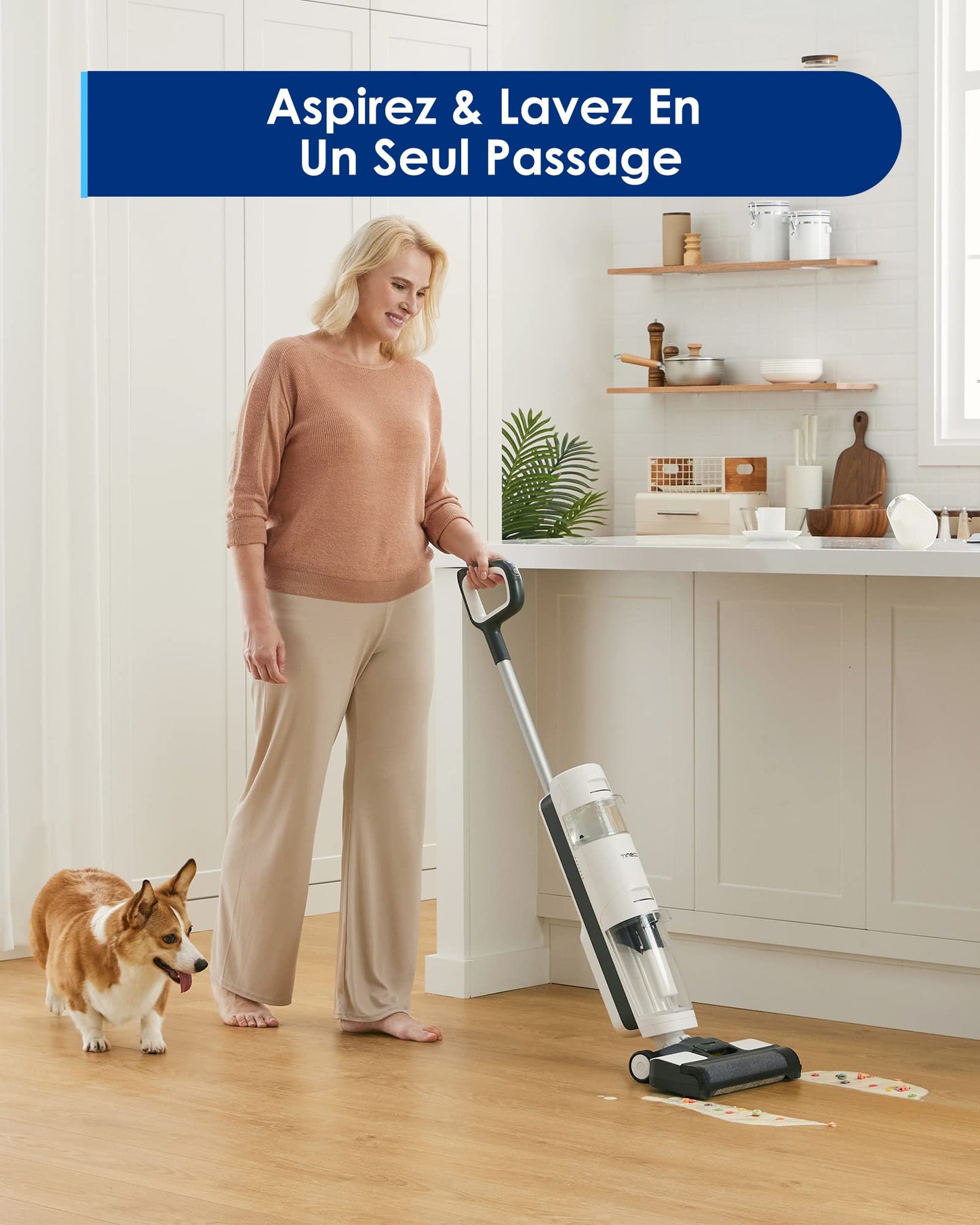Tineco iFloor Breeze Wet Dry Vacuum Cleaner, Cordless Floor Cleaner and Mop Lightweight One-Step Cleaning for Hard Floors