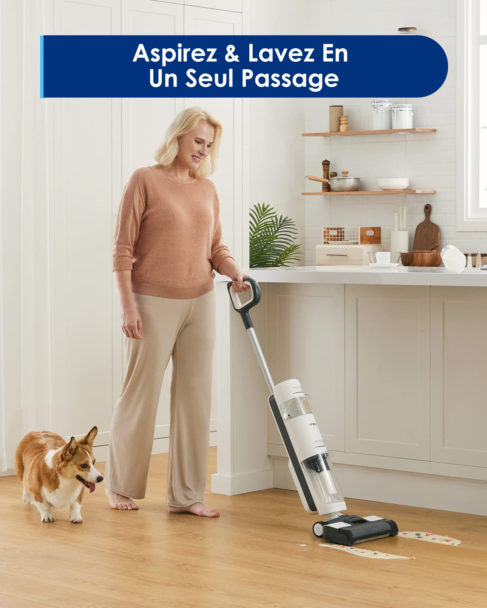 Tineco iFloor Breeze Wet Dry Vacuum Cleaner, Cordless Floor Cleaner and Mop Lightweight One-Step Cleaning for Hard Floors