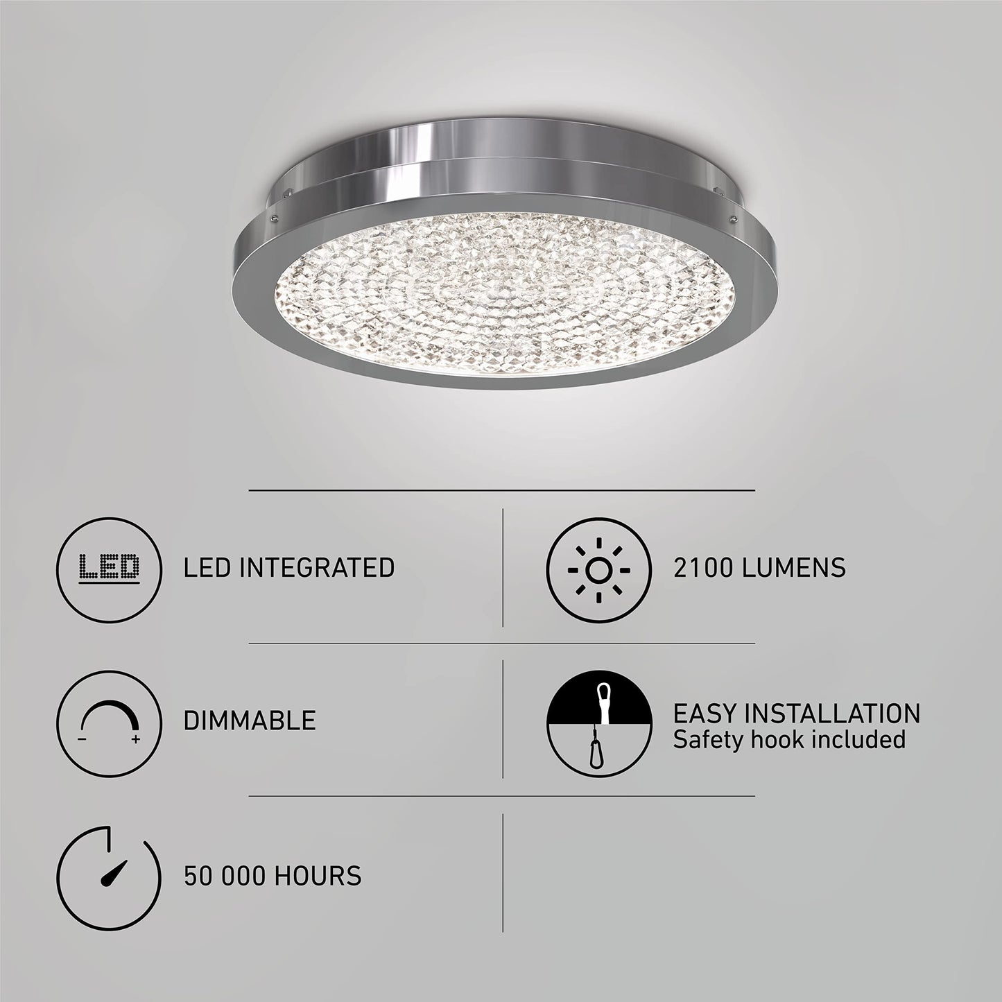 Artika Glam LED-Integrated Flushmount Ceiling Light, Chrome