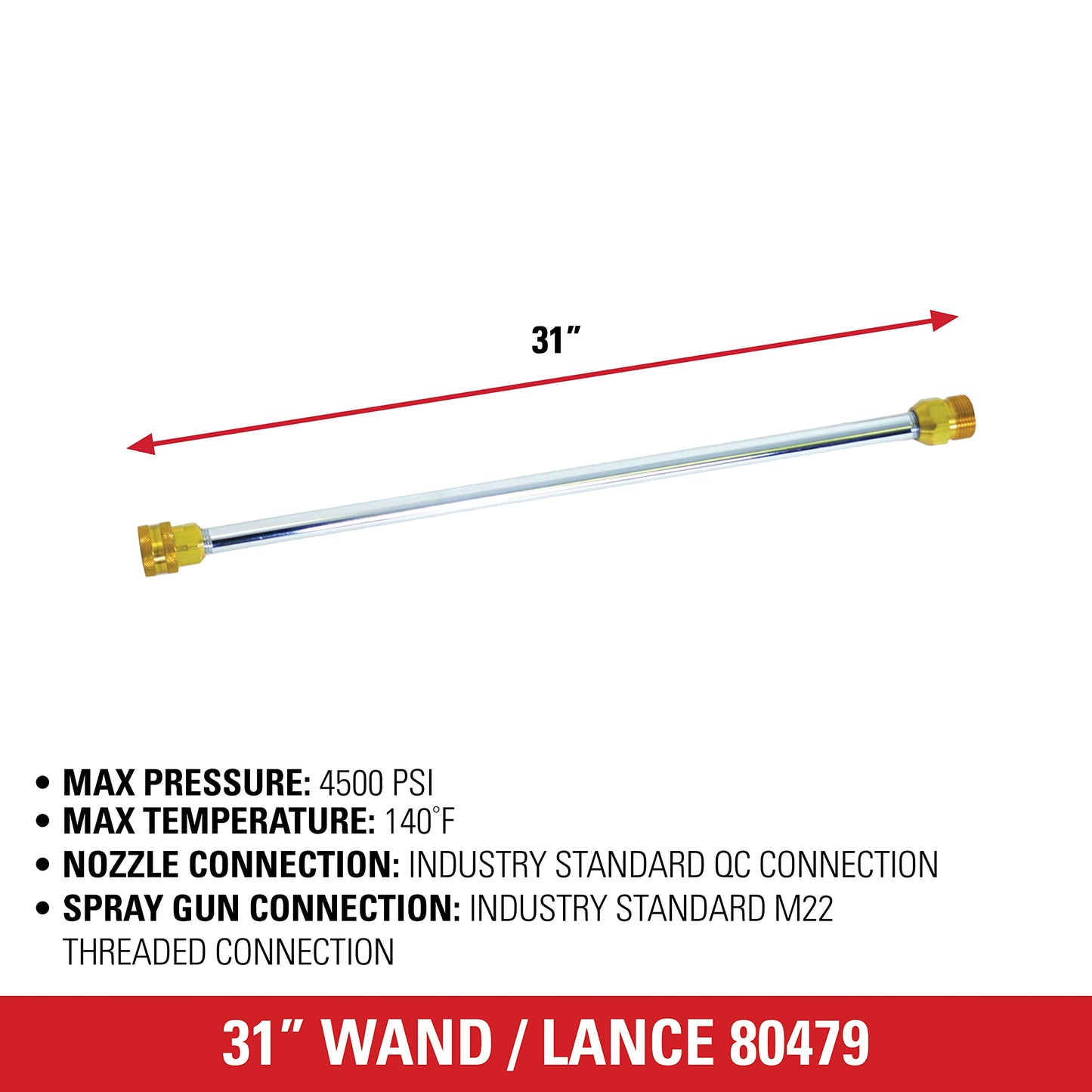 Simpson Cleaning 80479 Universal 31" Pressure Washer Wand for Cold Water Use