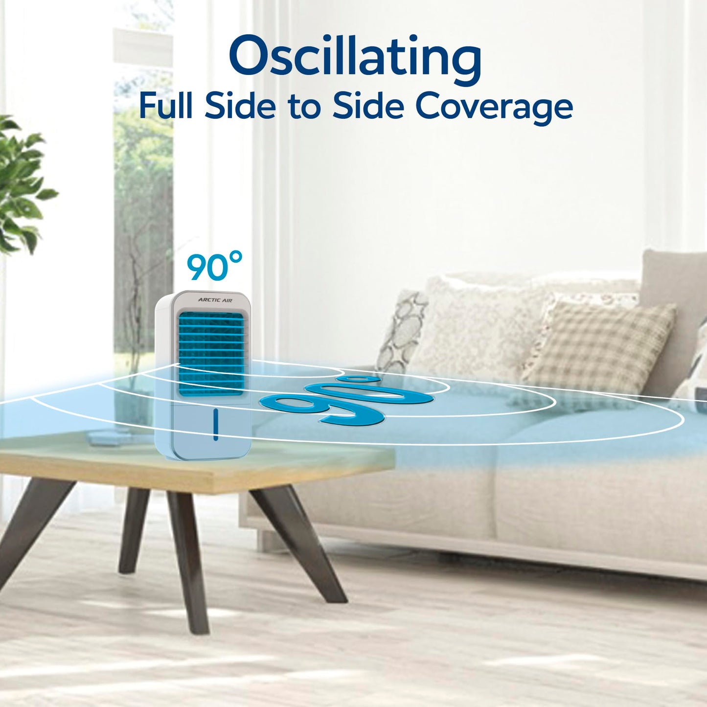 Arctic Air Turbo Chill XL Evaporative Air Cooler, Lightweight & Whisper Quiet, 3-Speed Cooling Fan with Mist Control, Oscillating & Adjustable Grill, Quick View Water Level