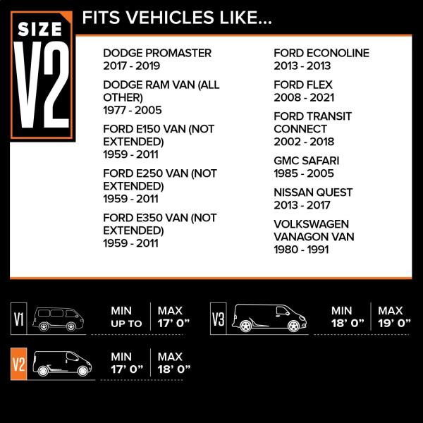Budge Rain Barrier Van Cover, Outdoor, Waterproof, Breathable, Van Cover fits Vans up to 216" L x 72" W x 72" H, Gray, Size V2: Fits up to 18'