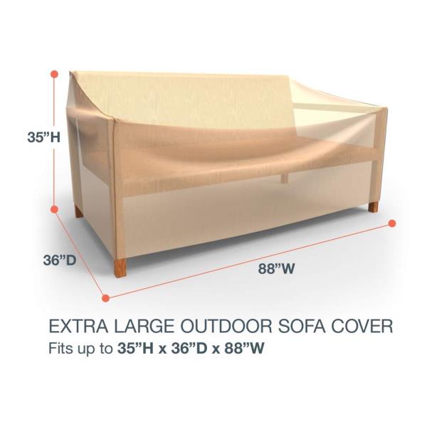 Budge Sedona Patio Sofa Cover, Tan, Extra Large